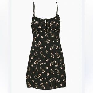 Aritzia (Sunday Best) Black Floral Spaghetti-Strap Mini Dress